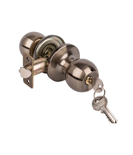 Ручки со встроенным механизмом Ручка-кноб VRATA ЗШ-01 AB ключ-фиксатор бронза 